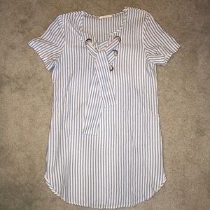blue & white striped dress